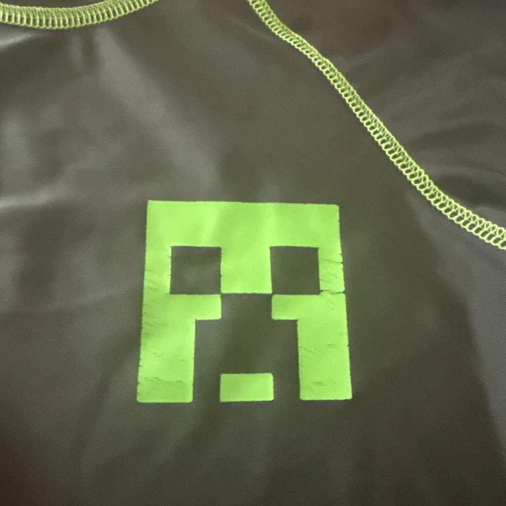 Minecraft Creeper Rash Guard Boys‎ Short Sleeve Swim Shirt Medium 4240